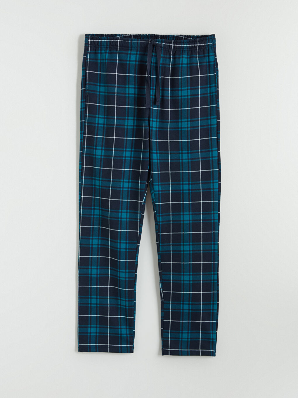 Petrol Standart Kalıp Ekose Erkek Pijama Alt-4