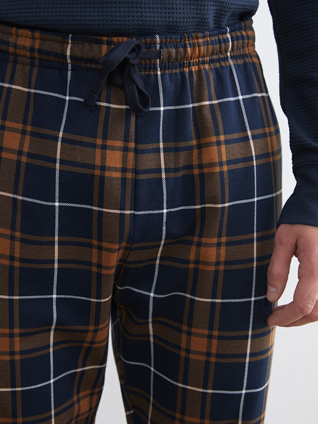 Kahverengi Standart Kalıp Ekose Erkek Pijama Alt-2