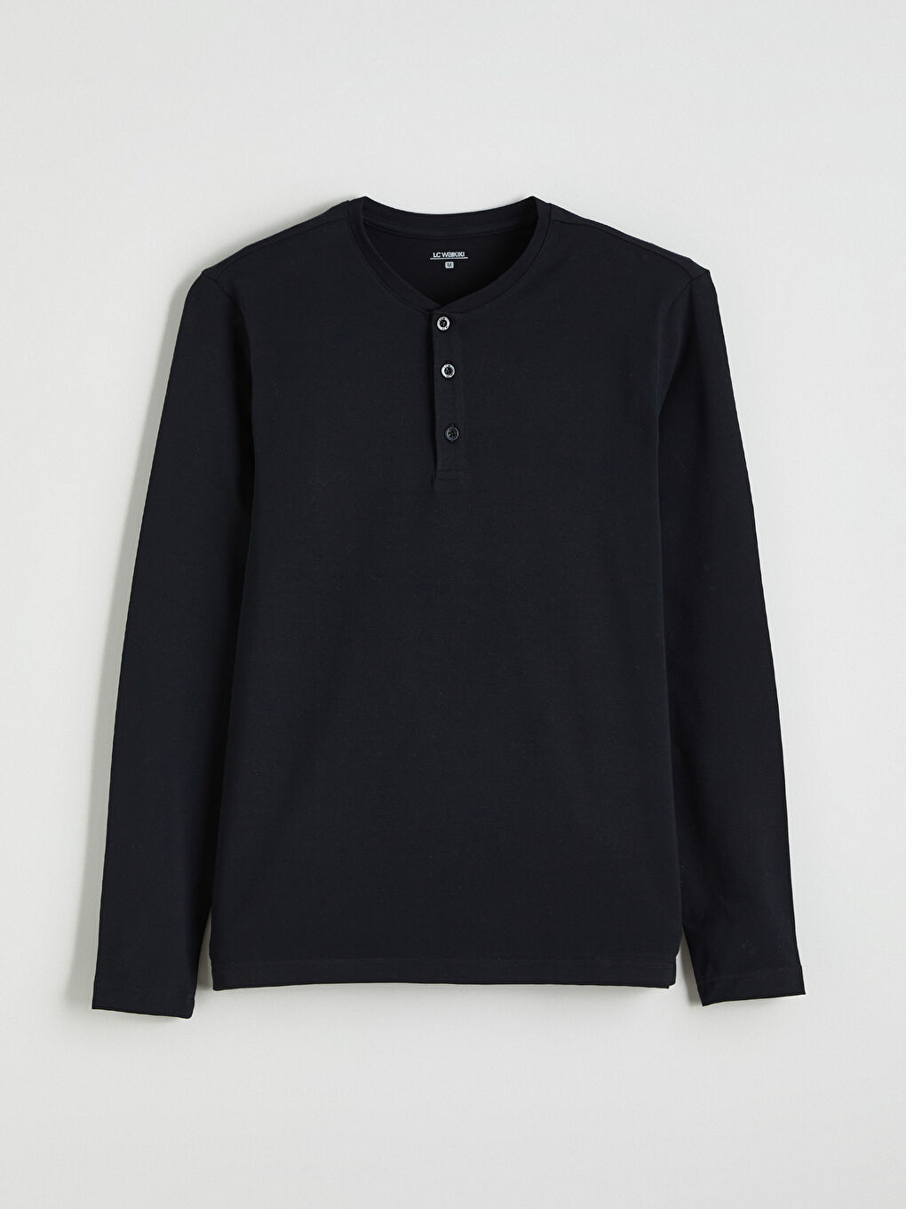 Siyah Bisiklet Yaka Uzun Kollu Erkek Pijama Üst