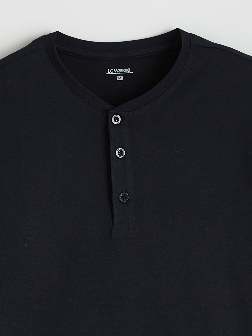 Siyah Bisiklet Yaka Uzun Kollu Erkek Pijama Üst-1