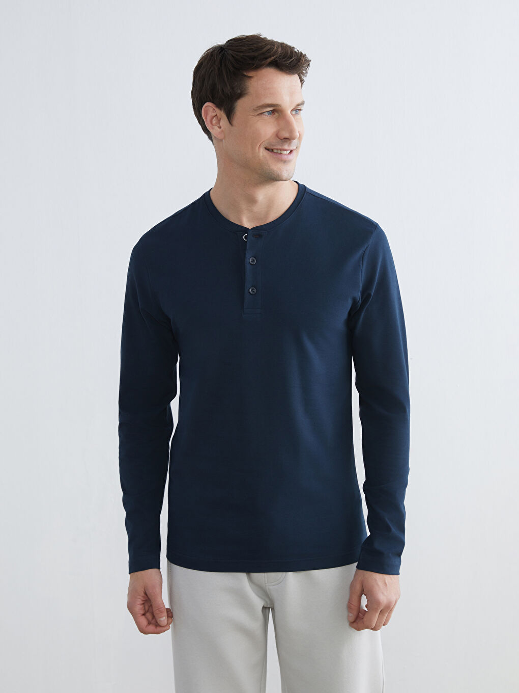 Crew Neck Long Sleeve Men's Pyjama Top