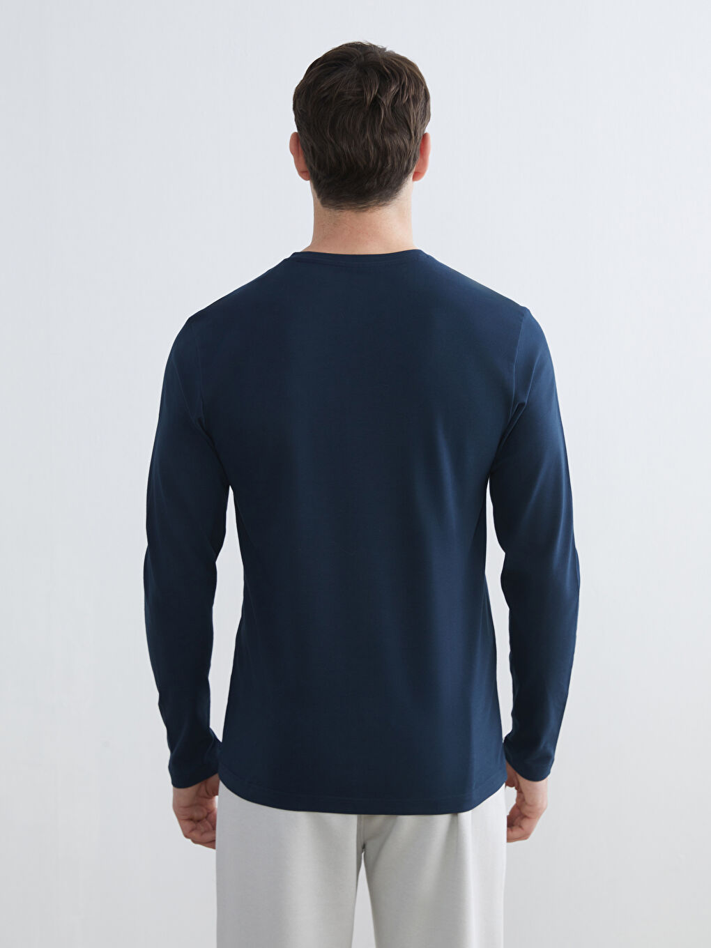 Crew Neck Long Sleeve Men's Pyjama Top-3