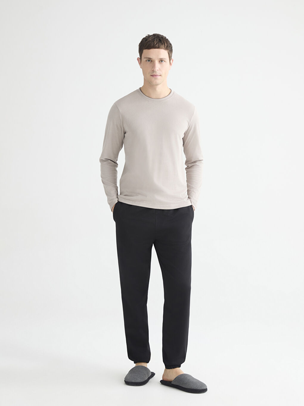 Siyah Standart Kalıp Erkek Pijama Alt