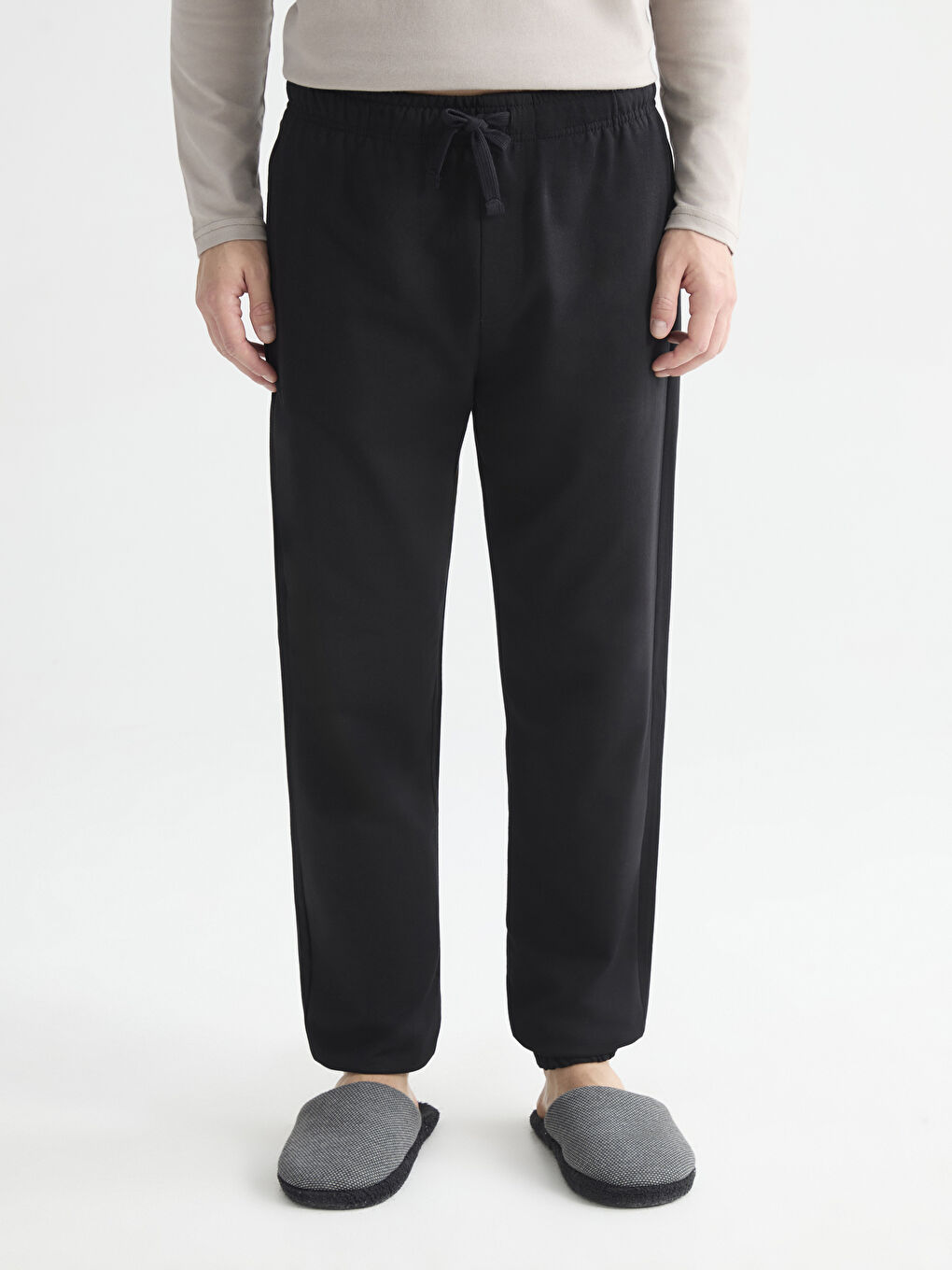 Siyah Standart Kalıp Erkek Pijama Alt-1