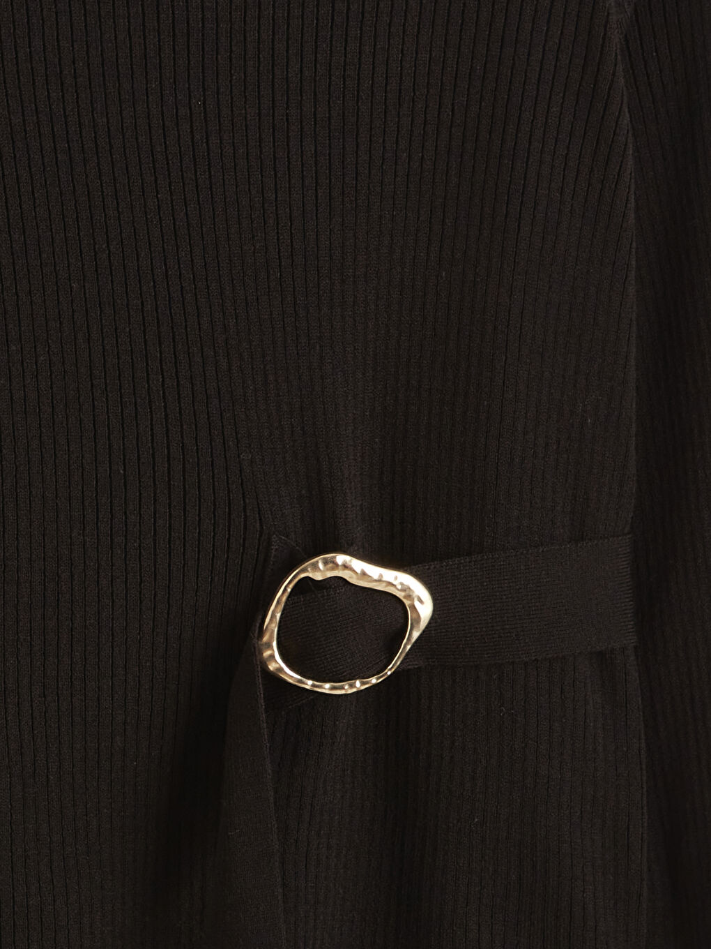 Siyah Bisiklet Yaka Metal Aplikeli Kadın Triko Kazak-5