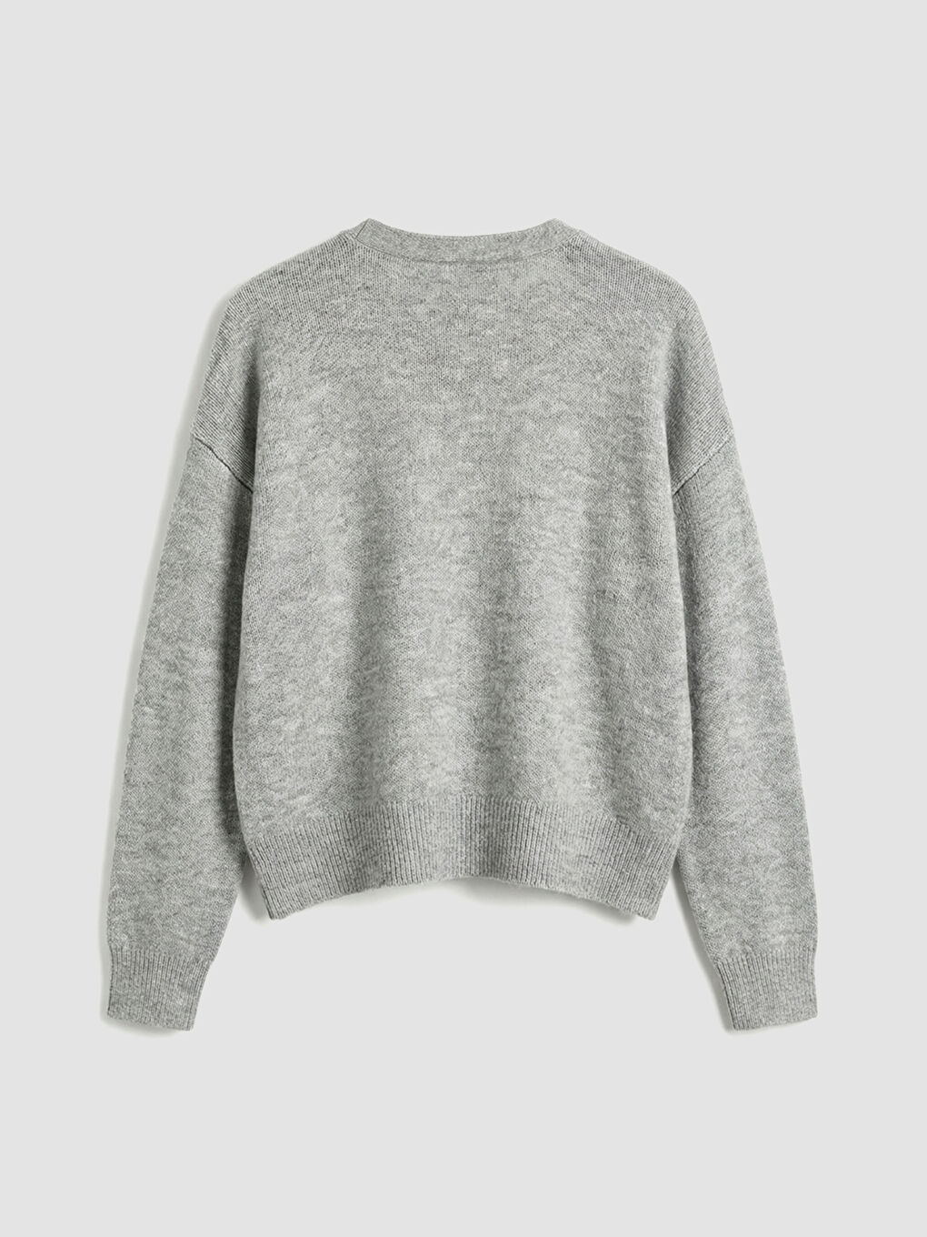 Gri V Yaka Kadın Triko Hırka	-5