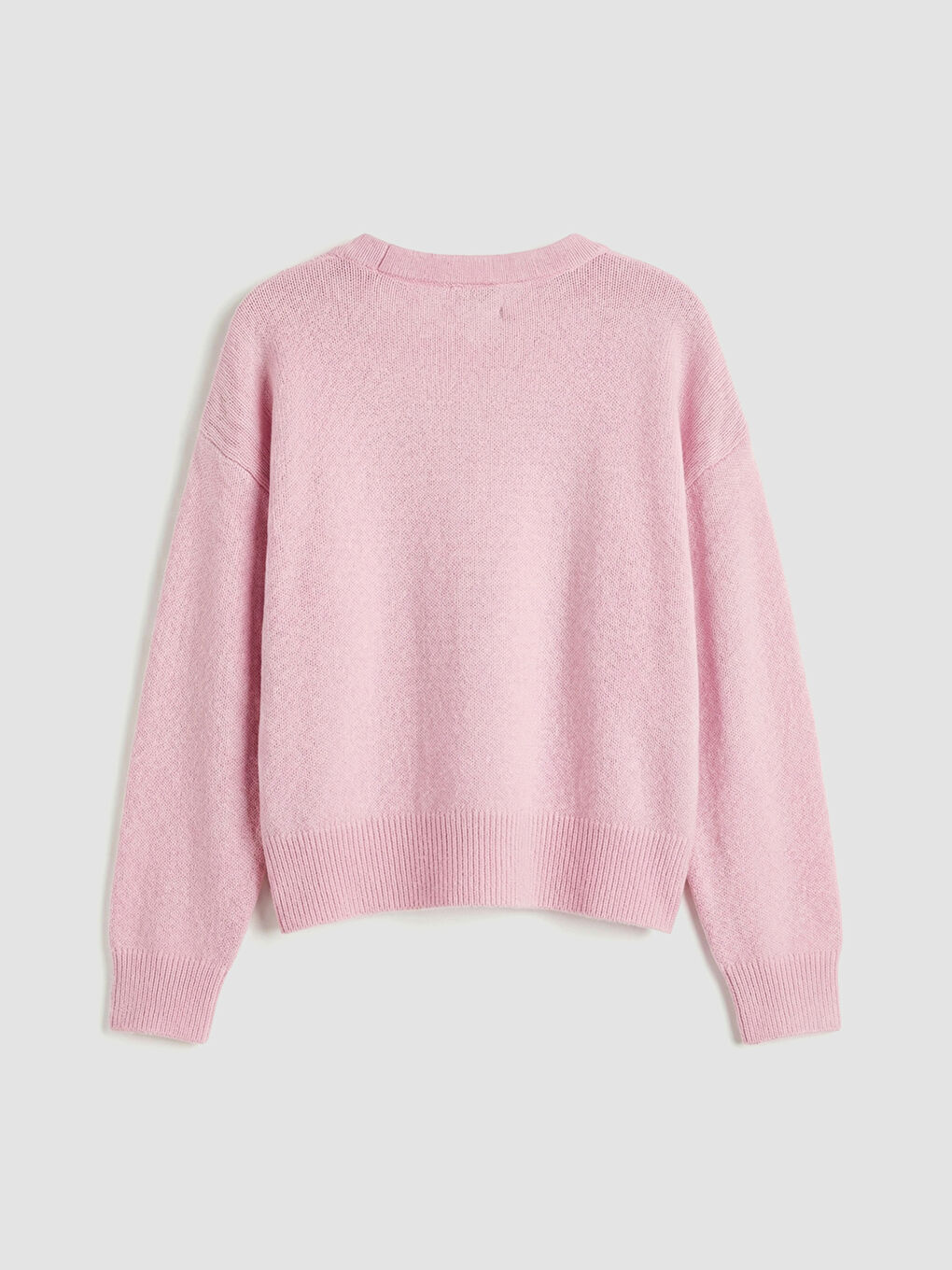 Pembe V Yaka Kadın Triko Hırka	-1