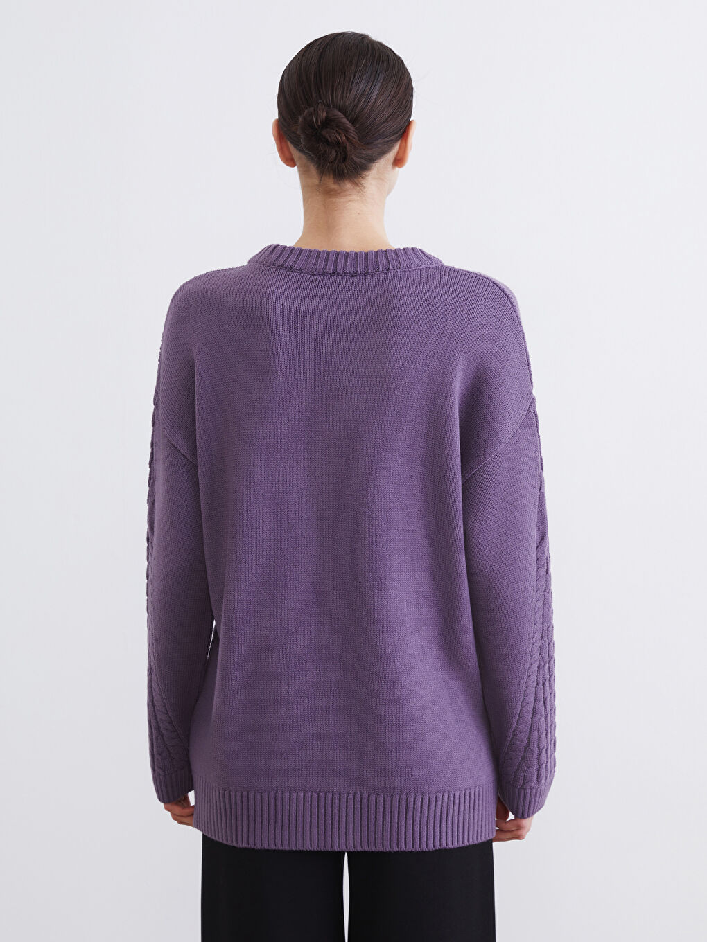 Women's Knit Tunic with Self-Pattern and Crew Neck-3