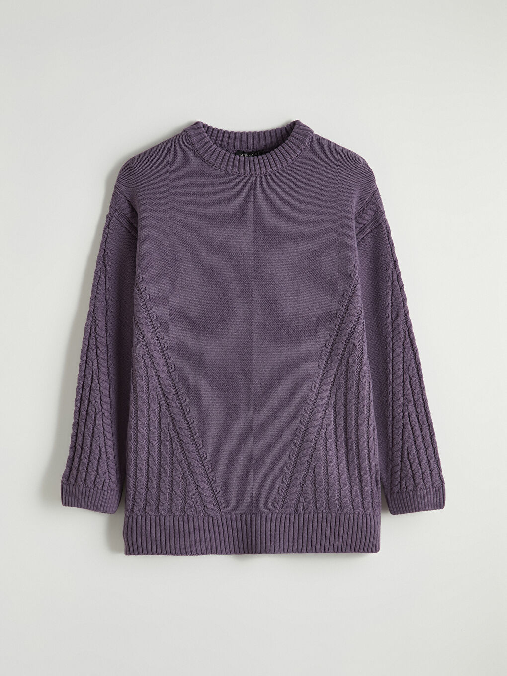 Mor Bisiklet Yaka Kendinden Desenli Kadın Triko Tunik