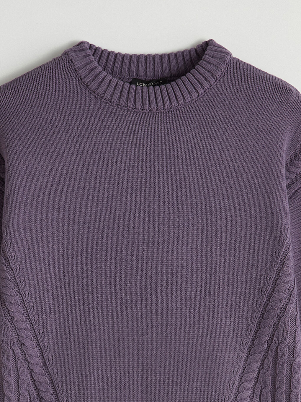 Mor Bisiklet Yaka Kendinden Desenli Kadın Triko Tunik-1