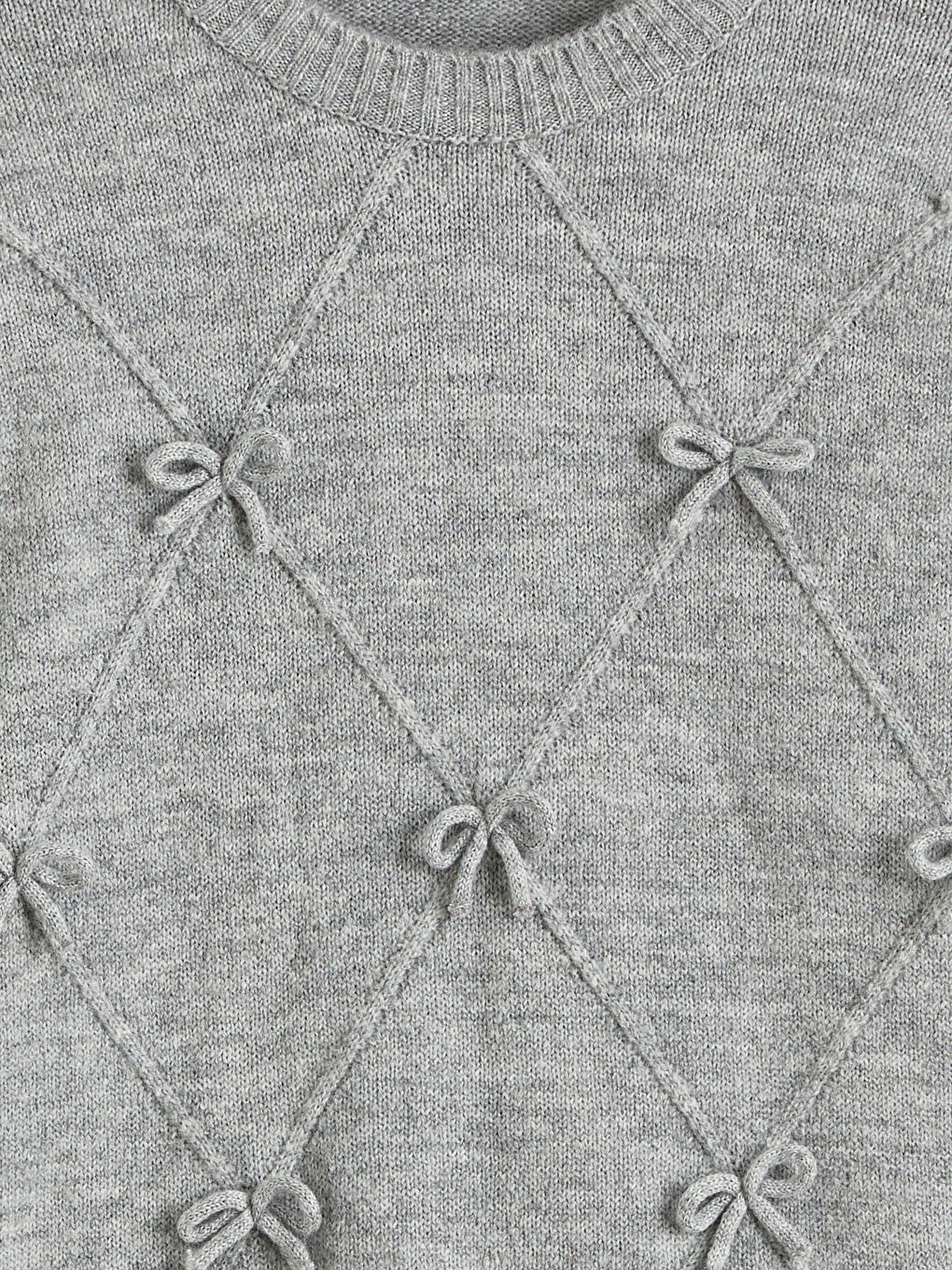 Gri Bisiklet Yaka Fiyonklu Kadın Triko Kazak	-1
