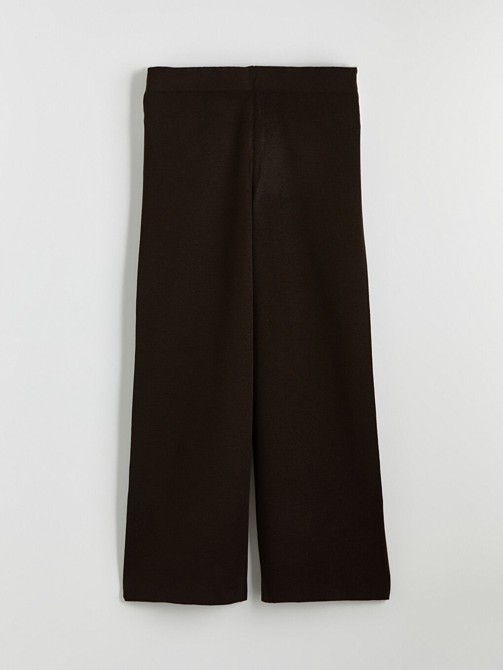 Kahverengi Beli Lastikli Geniş Paça Kadın Triko Pantolon