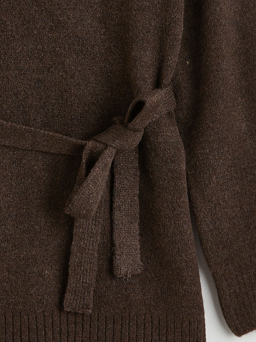 Kahverengi Yarım Balıkçı Yaka Oversize Kadın Triko Tunik-5