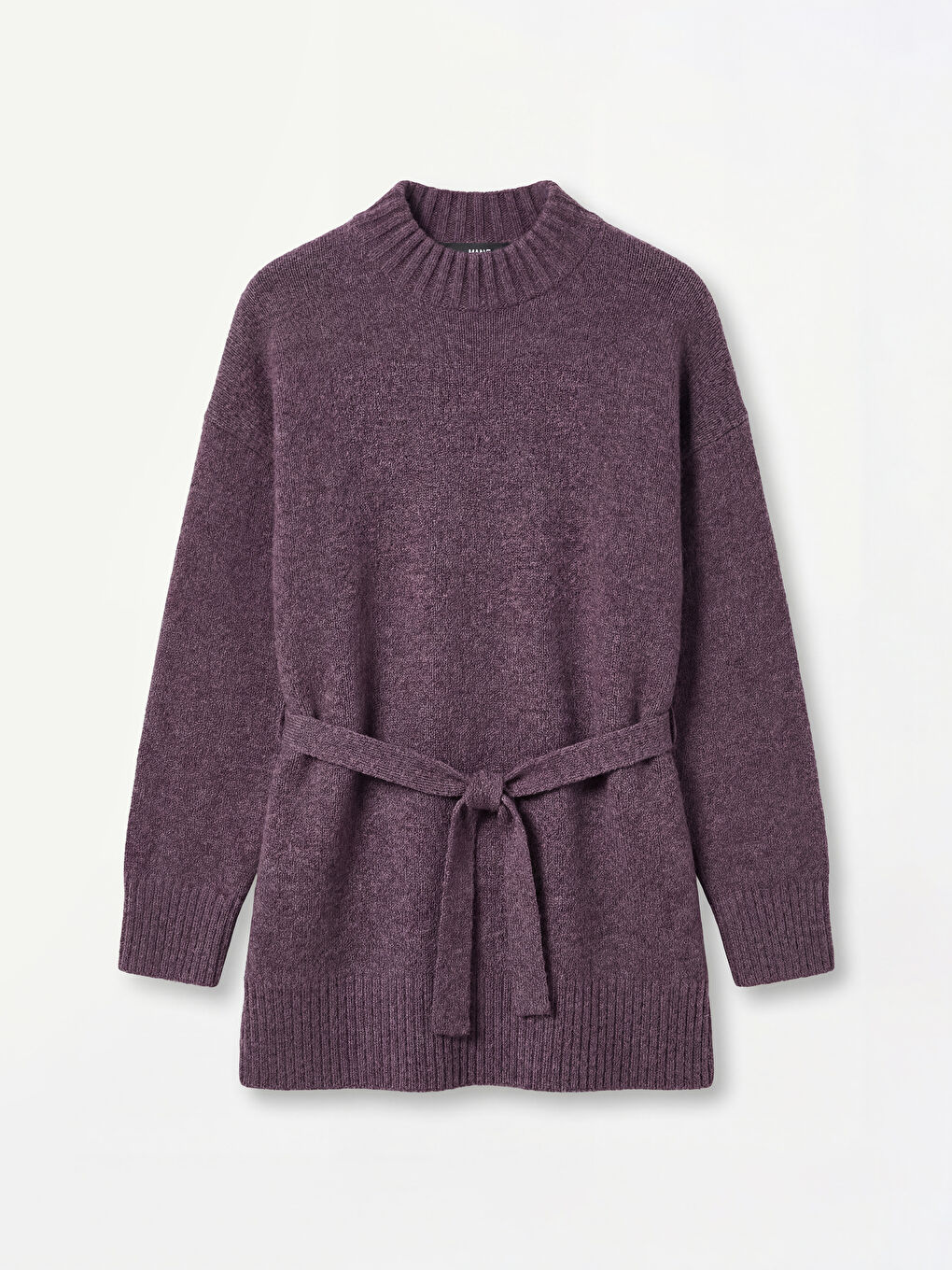 Mor Yarım Balıkçı Yaka Oversize Kadın Triko Tunik-4