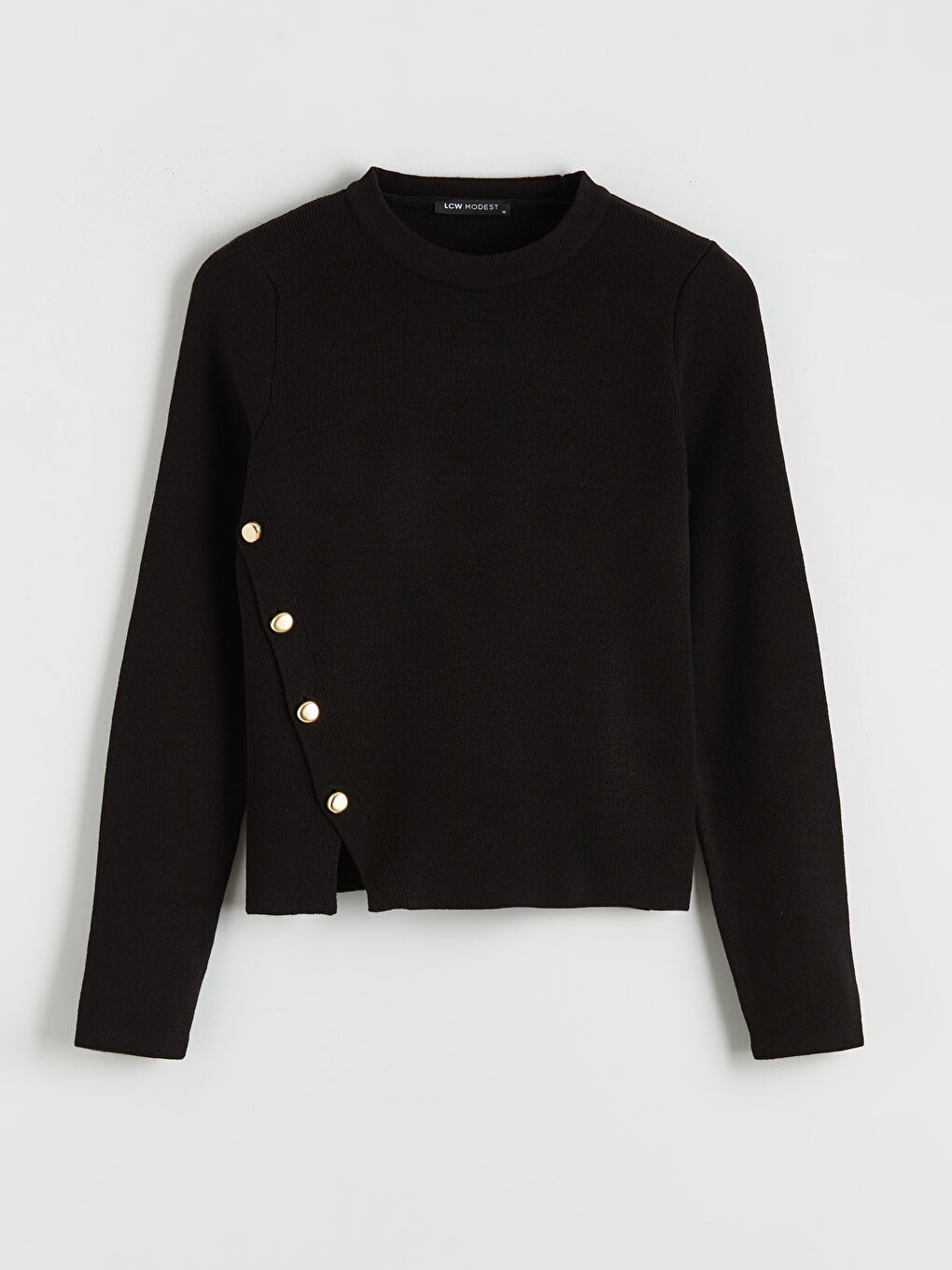 Siyah Bisiklet Yaka Kadın Triko Kazak