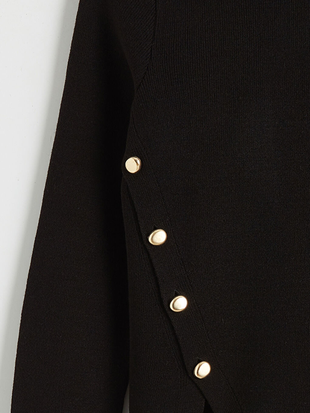 Siyah Bisiklet Yaka Kadın Triko Kazak-1