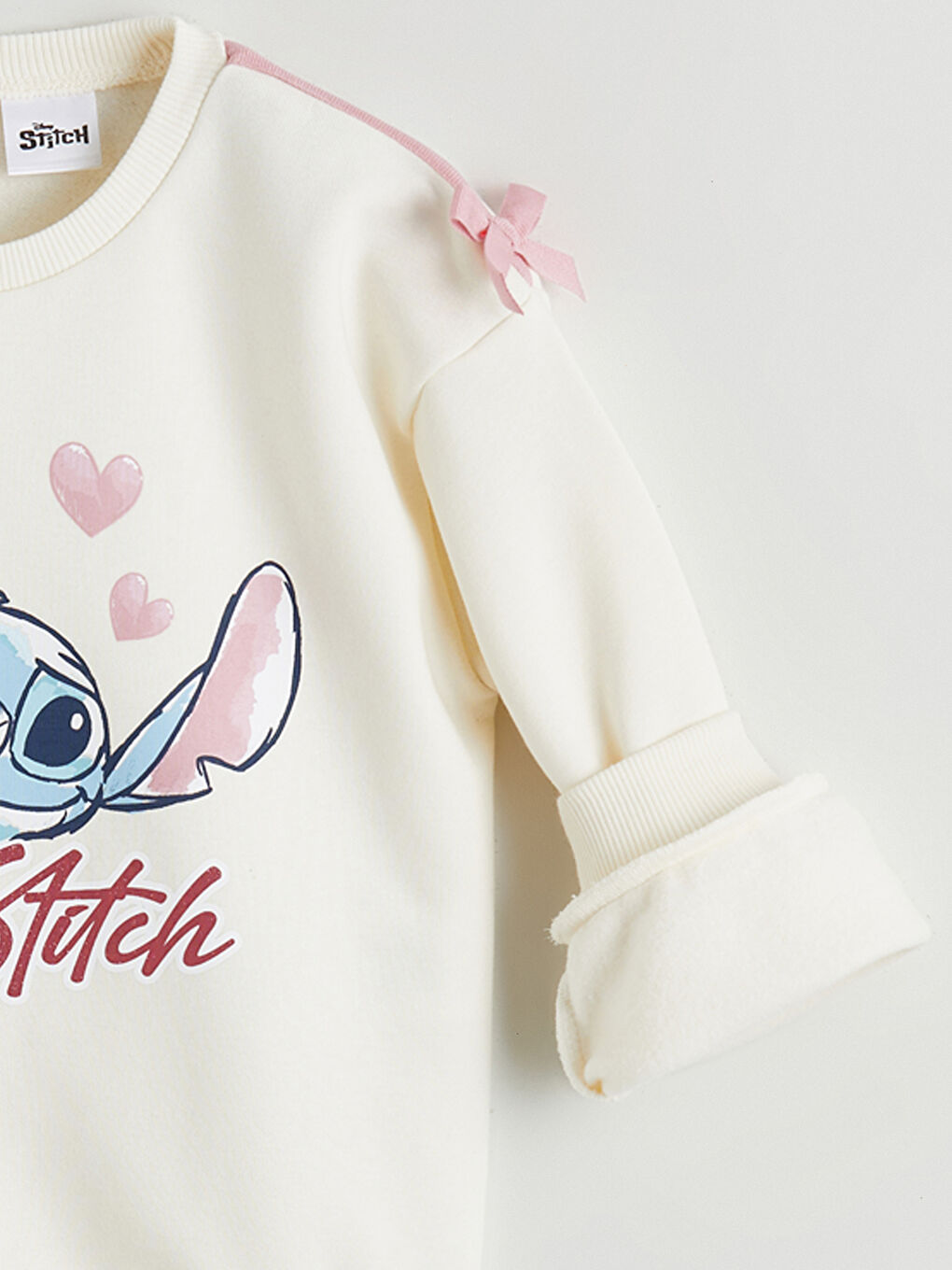Ekru Lilo & Stitch Baskılı Kız Çocuk Sweatshirt-2