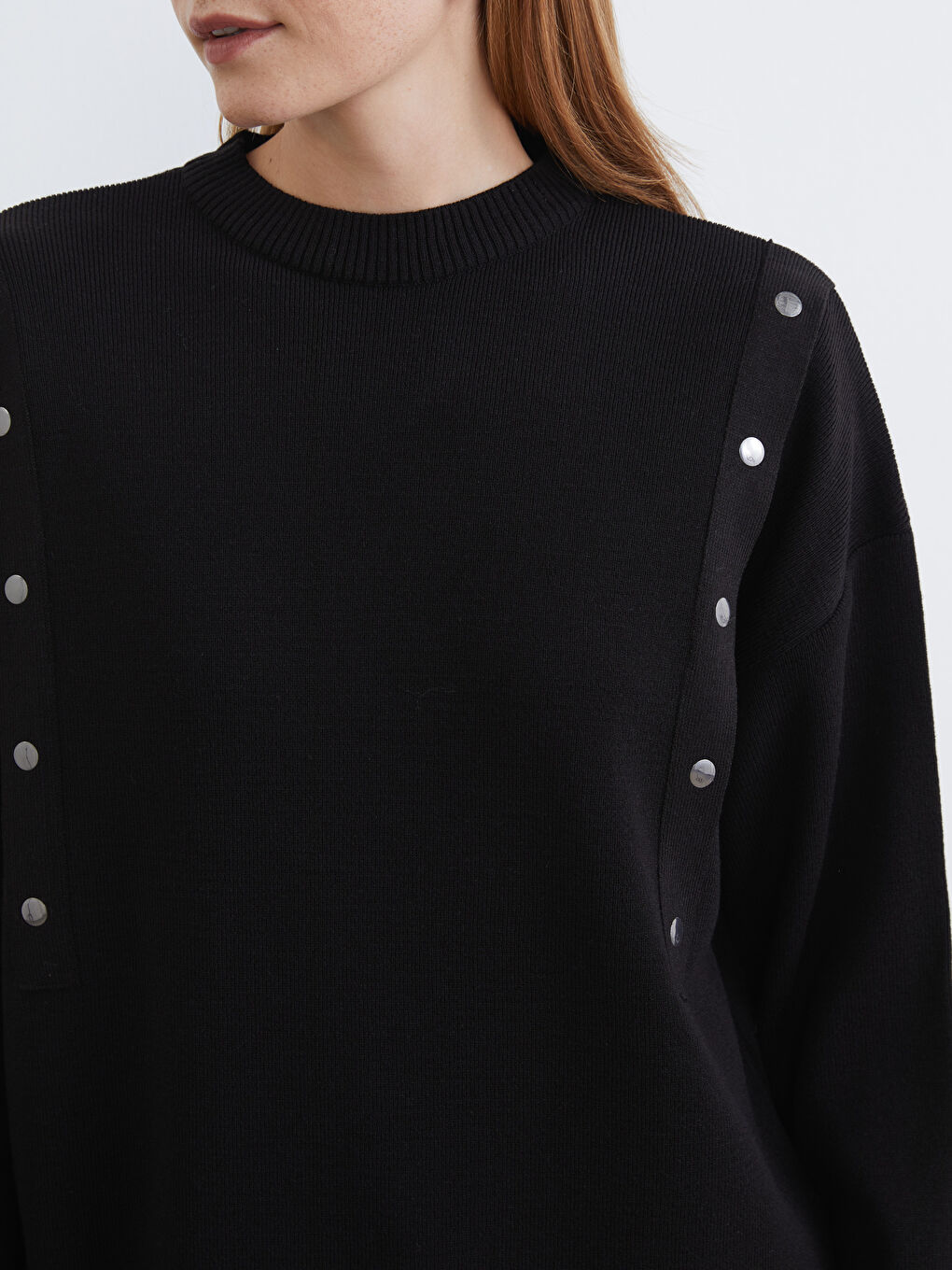 Siyah Bisiklet Yaka Kadın Triko Tunik-2