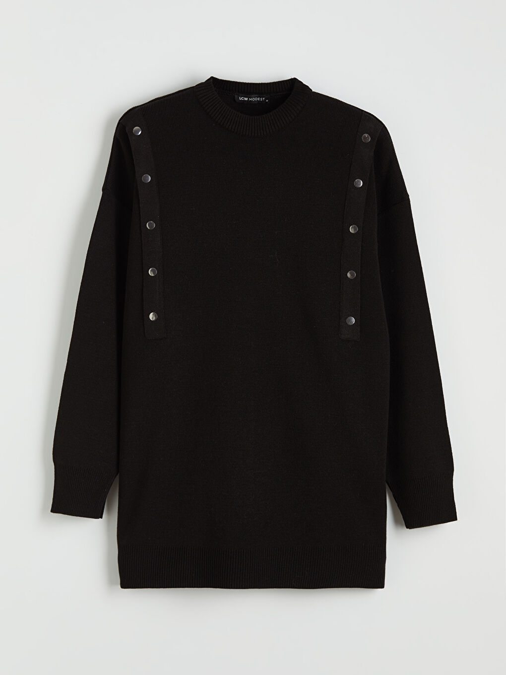 Siyah Bisiklet Yaka Kadın Triko Tunik-4