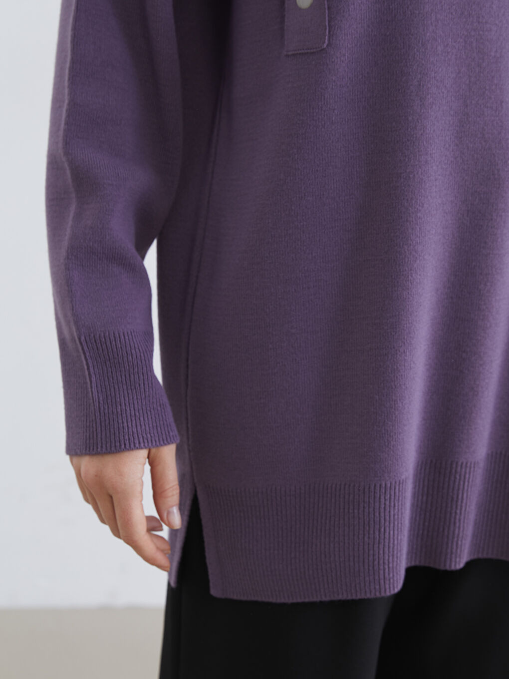 Mor Bisiklet Yaka Kadın Triko Tunik-2