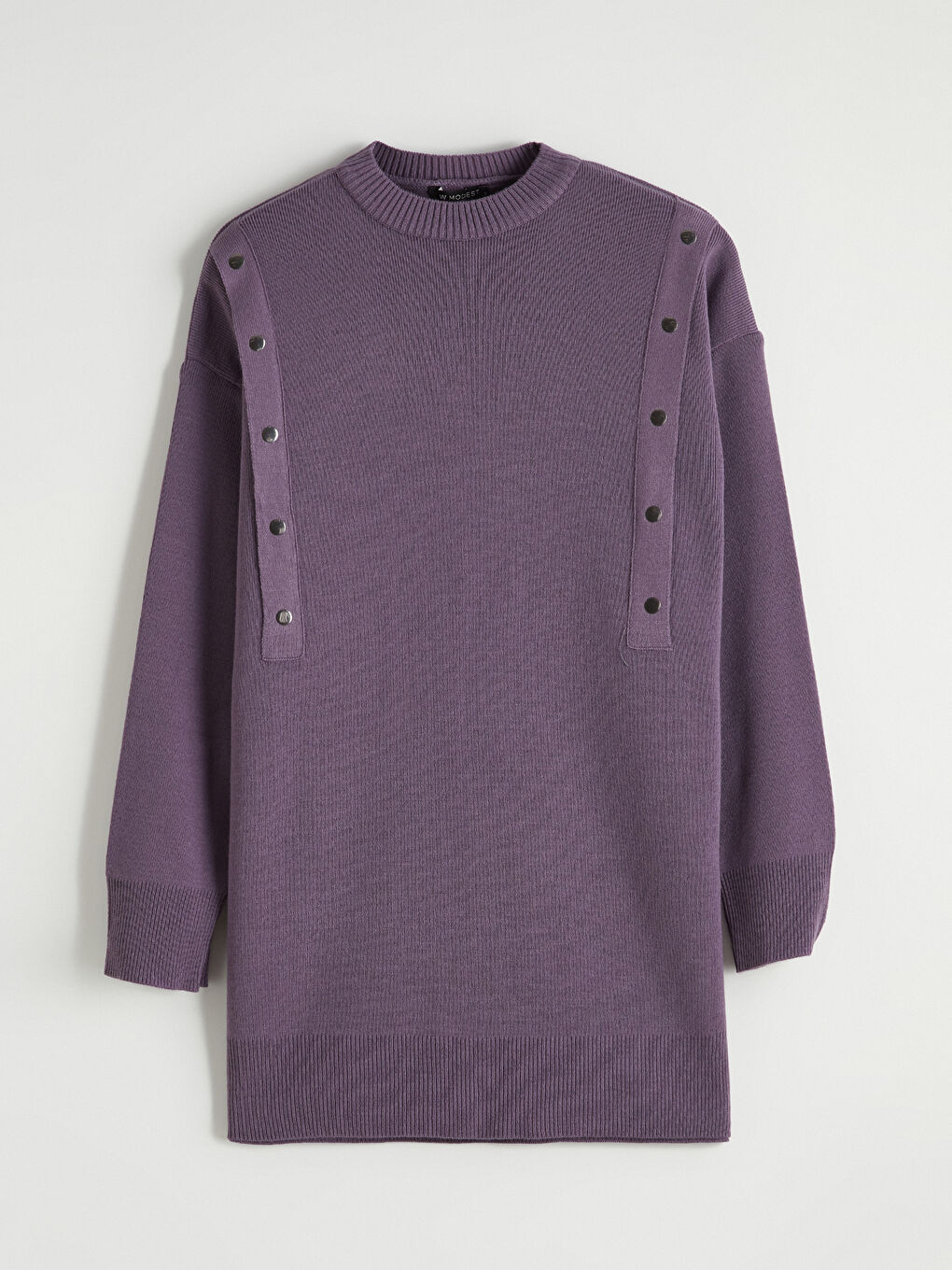 Mor Bisiklet Yaka Kadın Triko Tunik-4