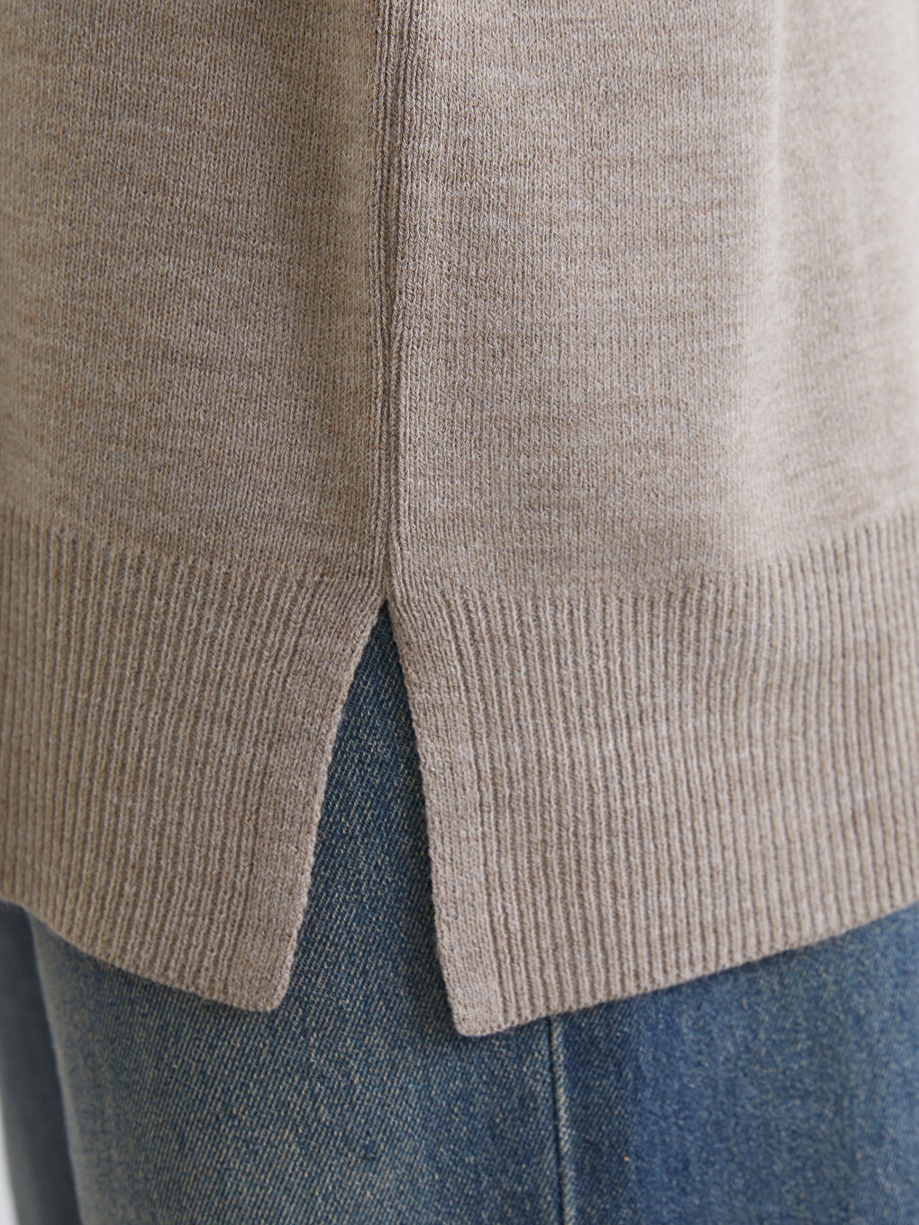 Gri Bisiklet Yaka Kadın Triko Tunik-2