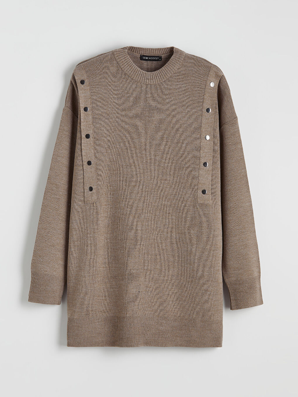 Gri Bisiklet Yaka Kadın Triko Tunik-4