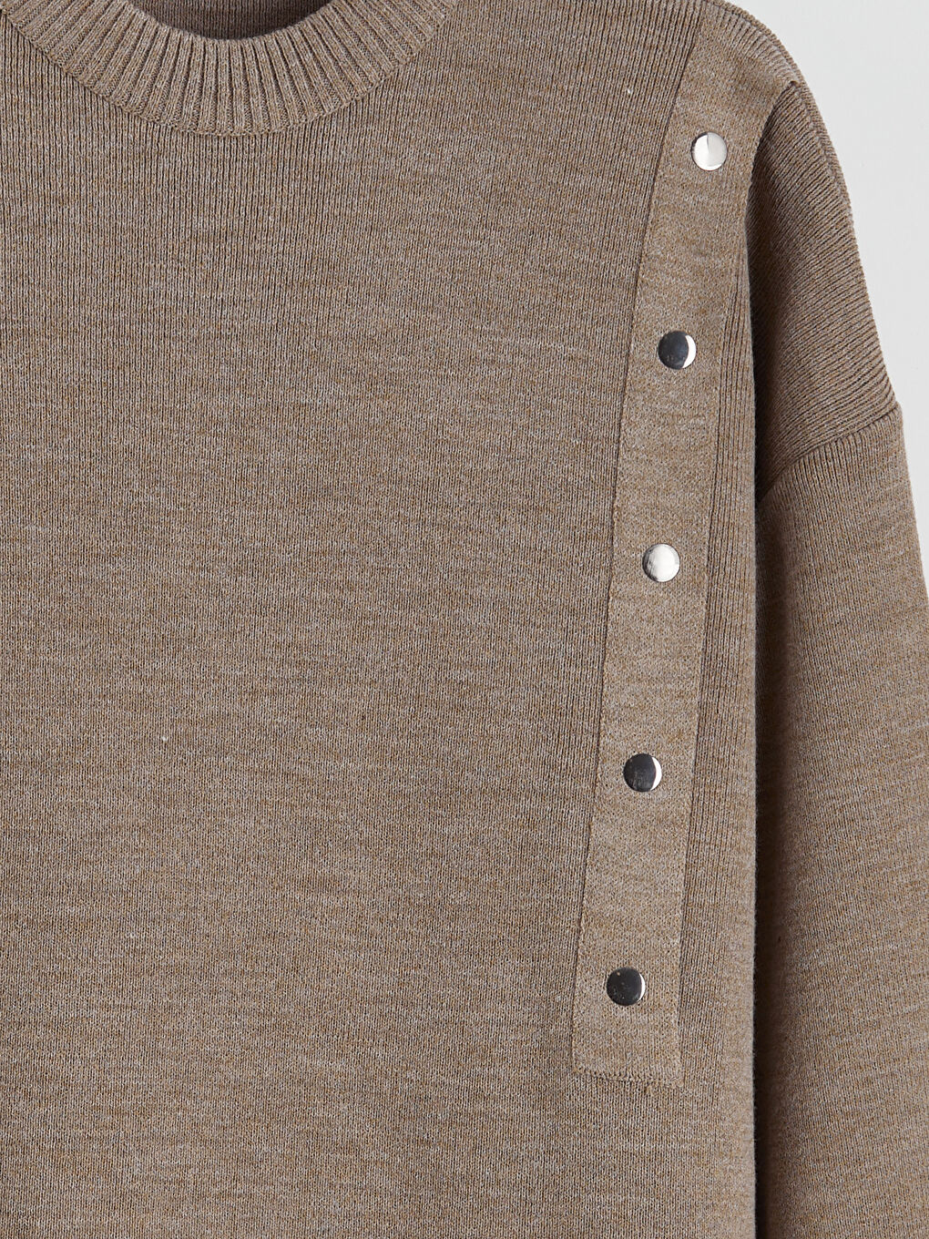 Gri Bisiklet Yaka Kadın Triko Tunik-5