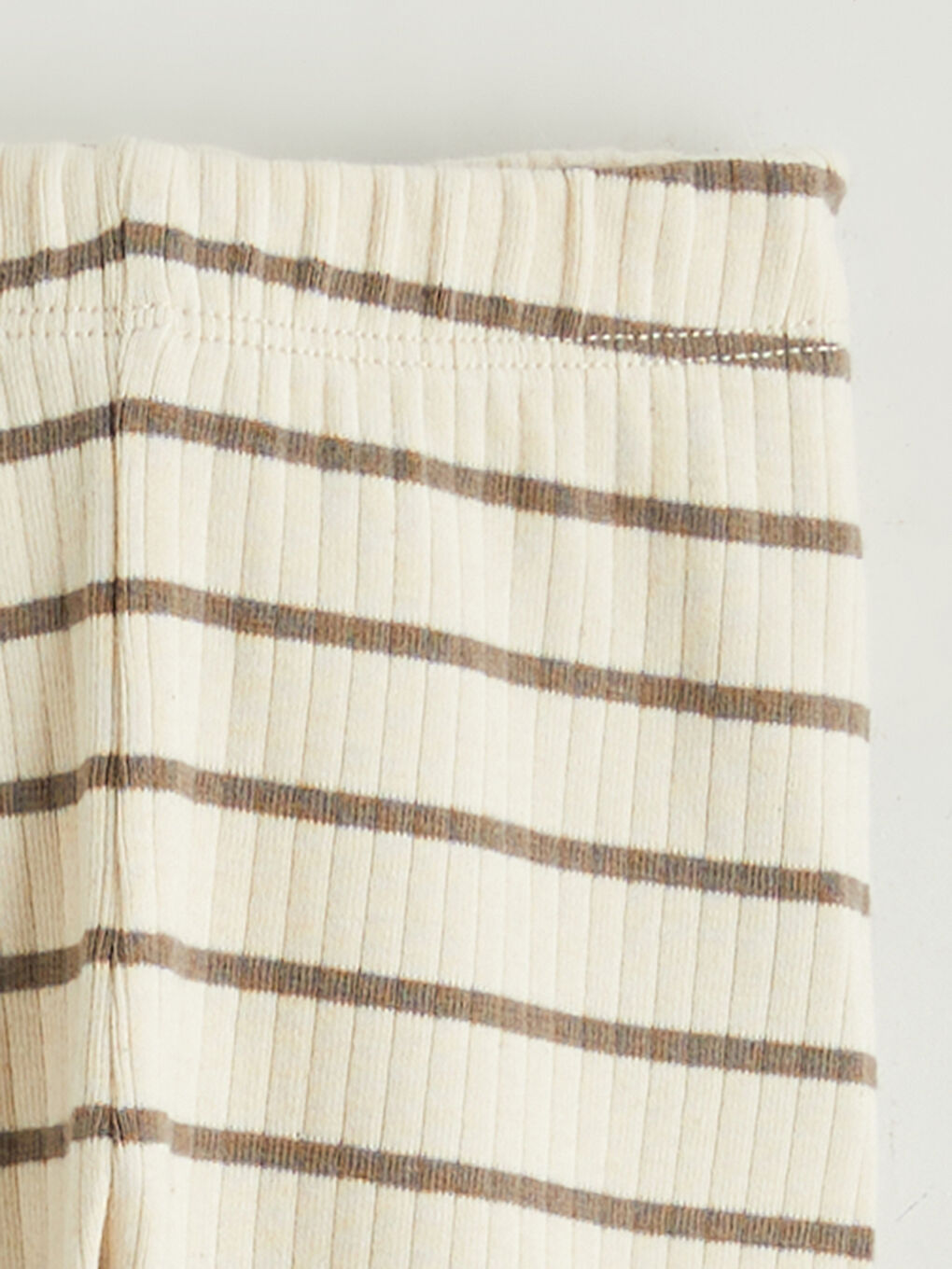 Ekru Beli Lastikli Çizgili Erkek Bebek Tayt Pantolon-2