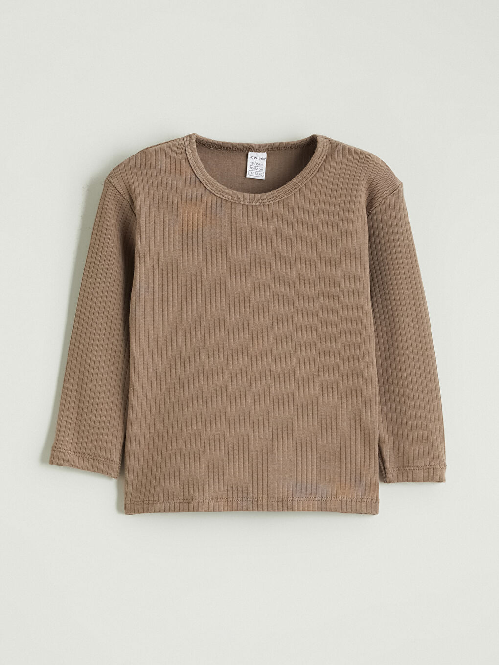 Kahverengi Bisiklet Yaka Uzun Kollu Erkek Bebek Tişört