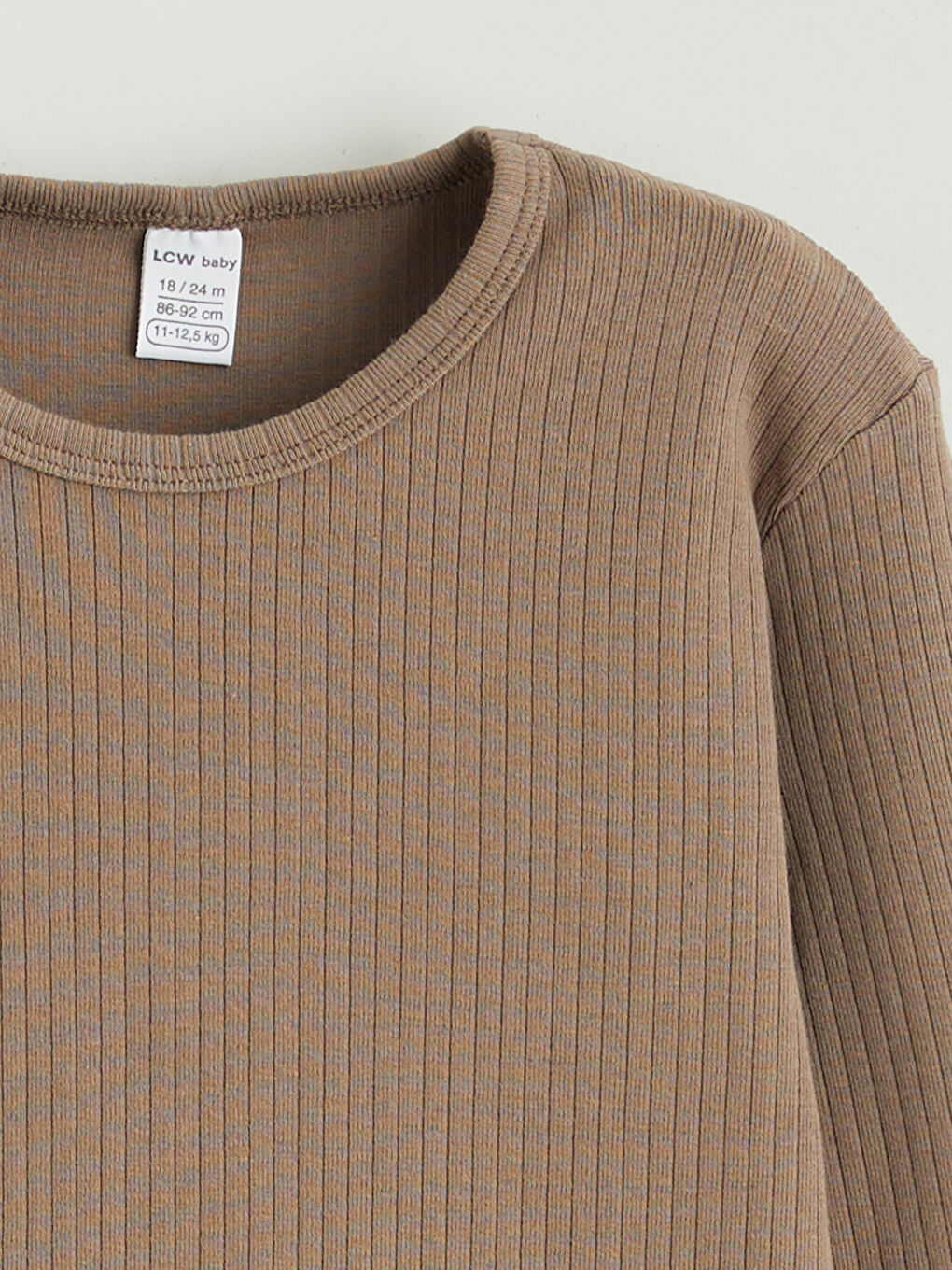 Kahverengi Bisiklet Yaka Uzun Kollu Erkek Bebek Tişört-2