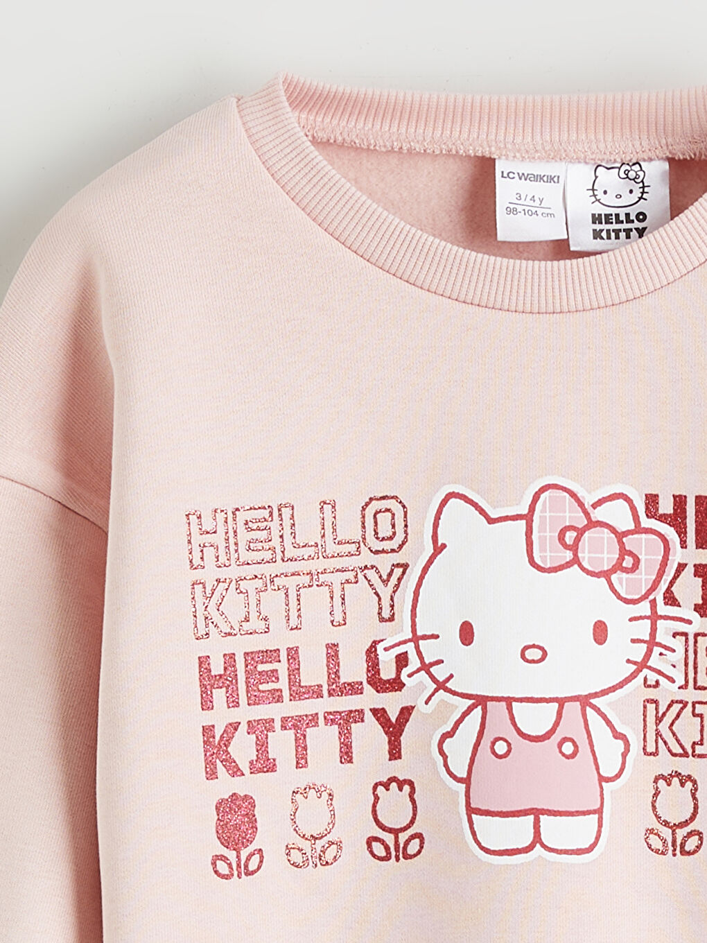 Crew Neck Hello Kitty Printed Girls' Sweatshirt and Pants-2