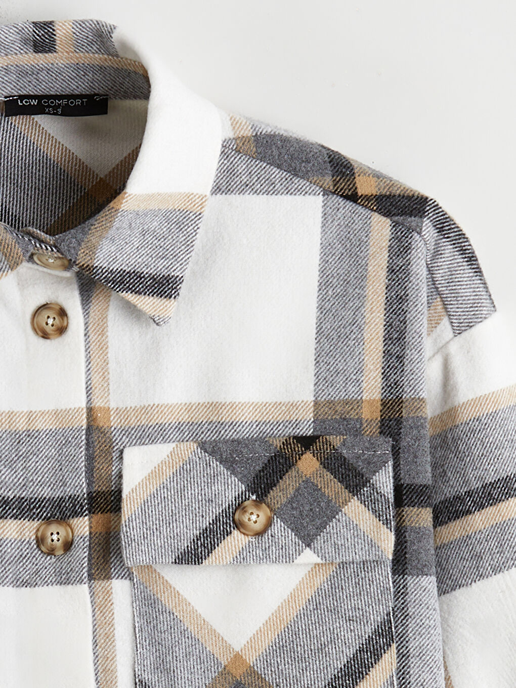 Gri Ekose Oversize Kadın Gömlek-6