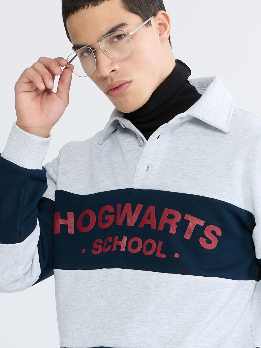 Polo Neck Harry Potter Printed Men's Thick Sweatshirt-2