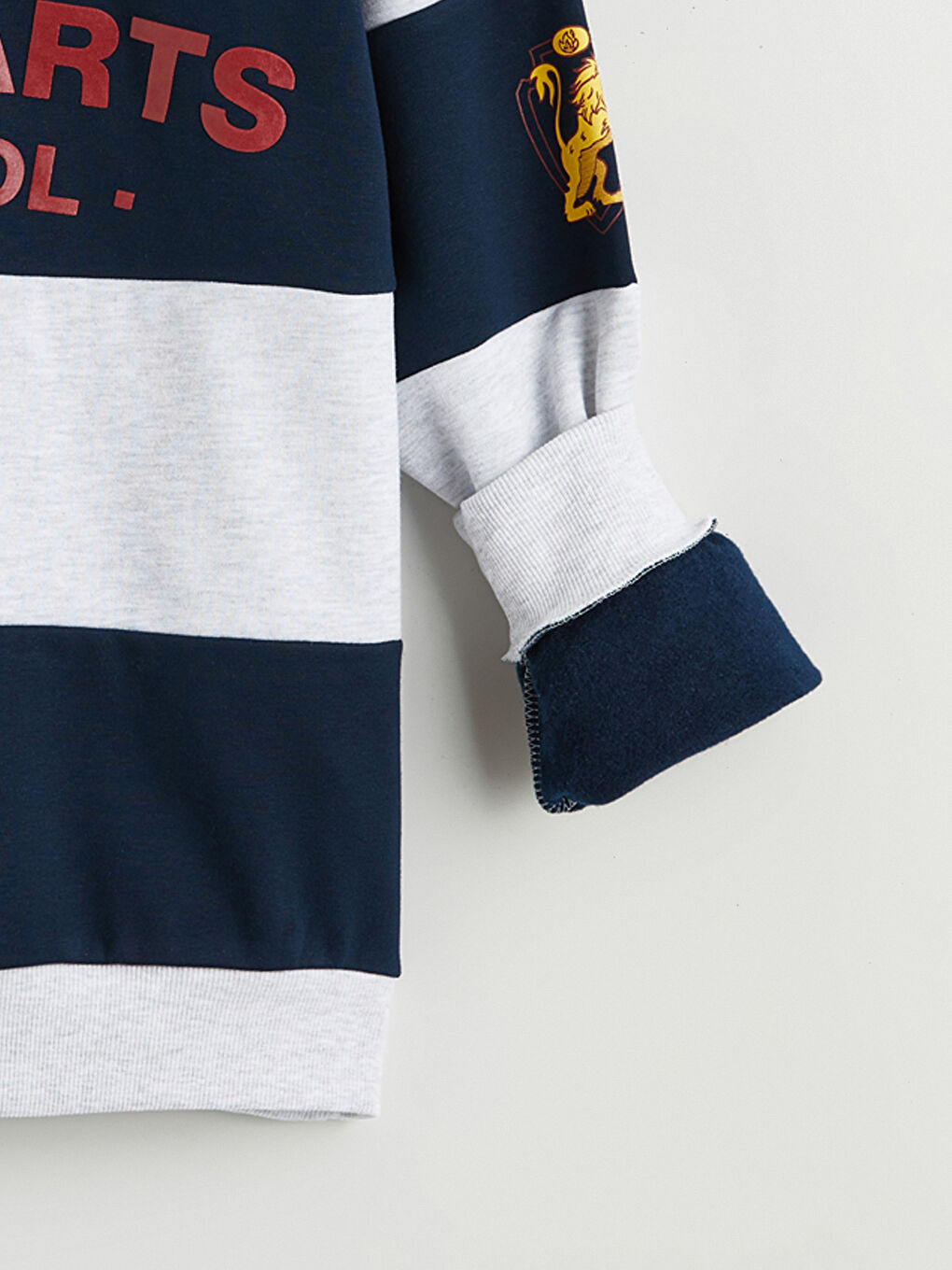 Lacivert Polo Yaka Harry Potter Baskılı Erkek Kalın Sweatshirt-2