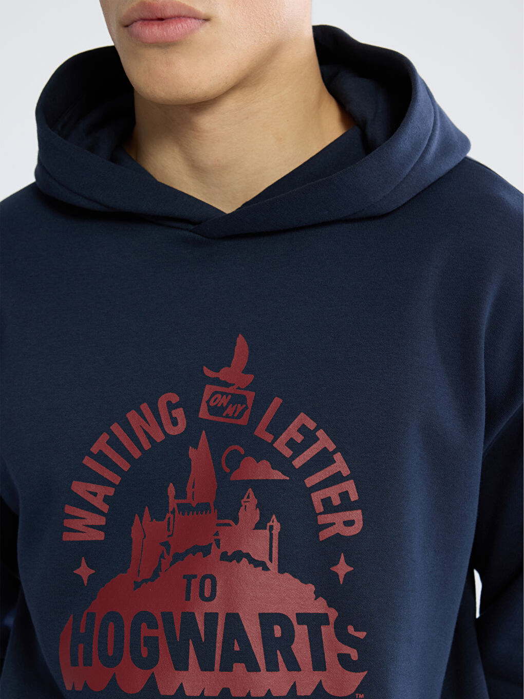 Lacivert Baskılı Erkek Kalın Hoodie-2