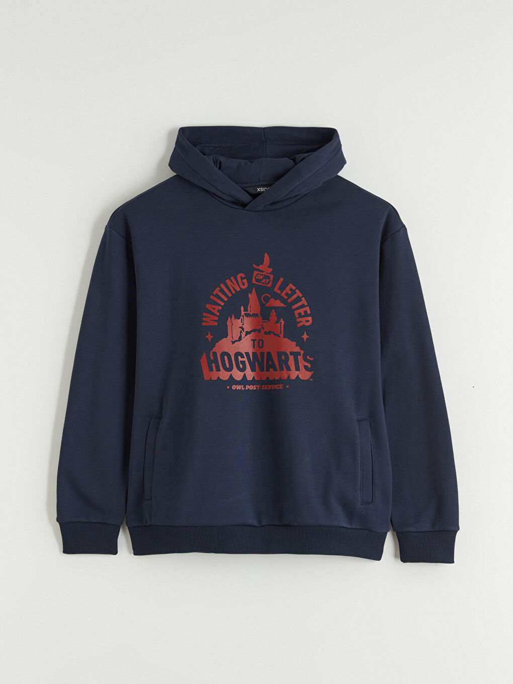 Lacivert Baskılı Erkek Kalın Hoodie-4