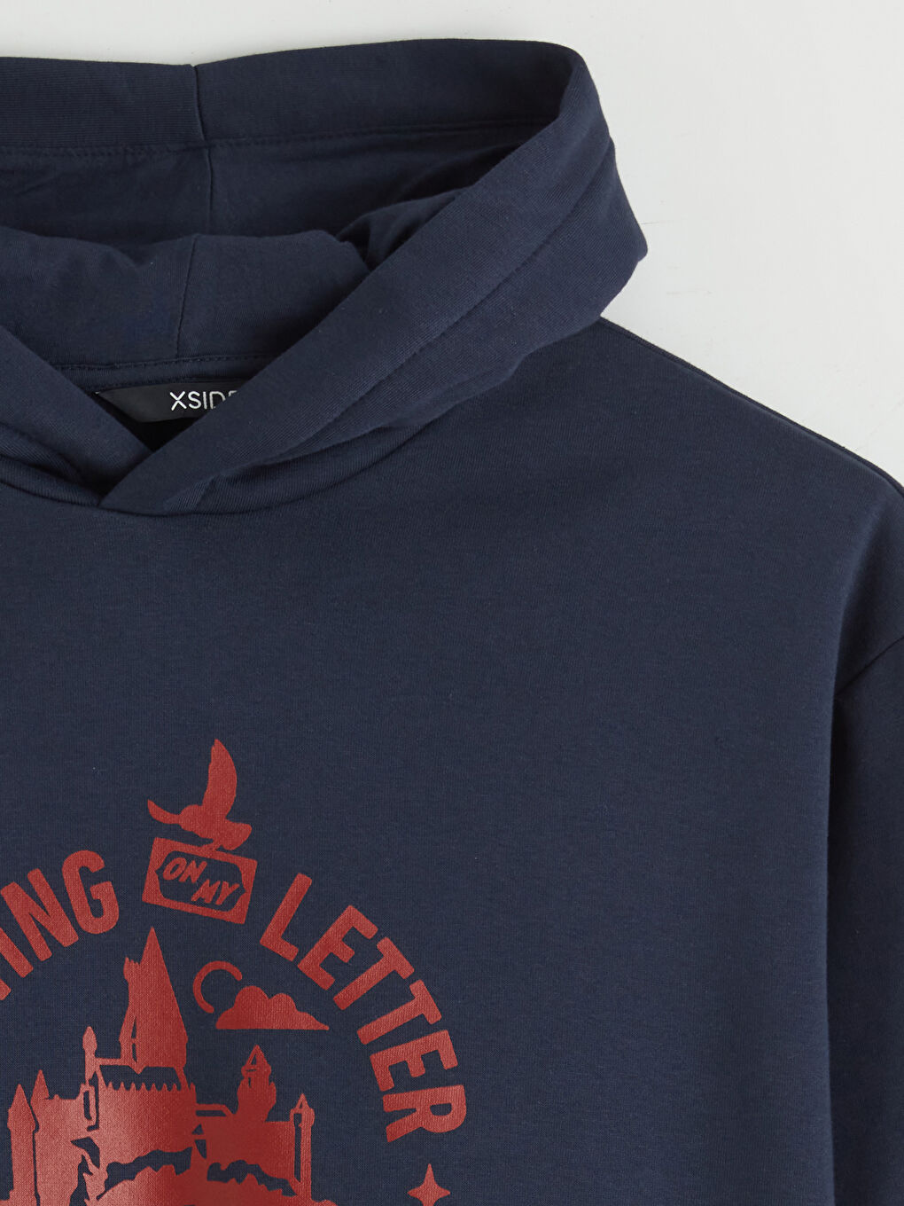 Lacivert Baskılı Erkek Kalın Hoodie-5