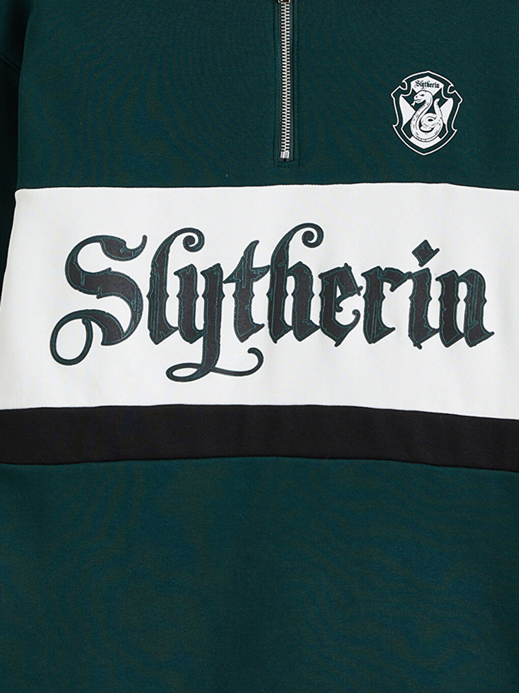 Yeşil Polo Yaka Harry Potter Baskılı Erkek Kalın Sweatshirt-1