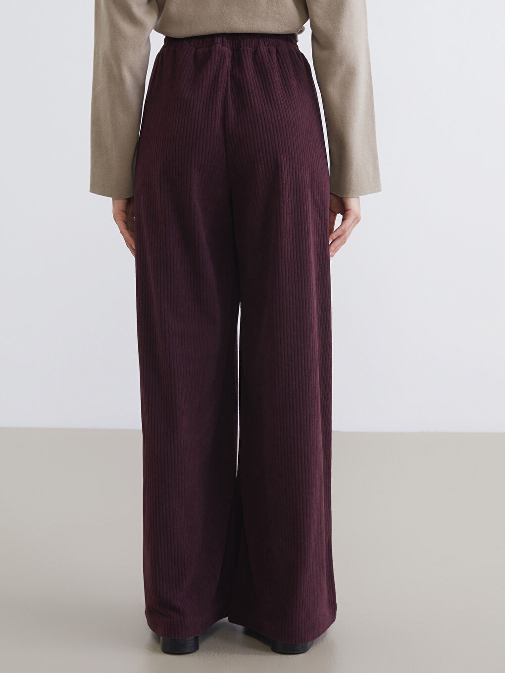 Pantalone od somota sa elastičnim strukom za žene-3