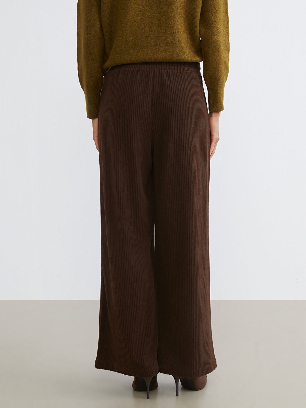 Elasticated Waist Velvet Women's Trousers-3