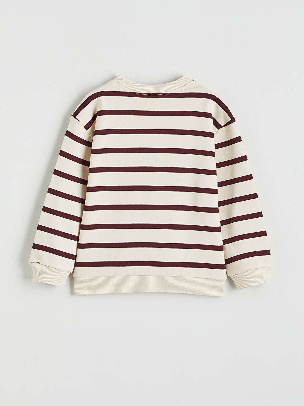 Bej Bisiklet Yaka Çizgili Erkek Çocuk Sweatshirt-1