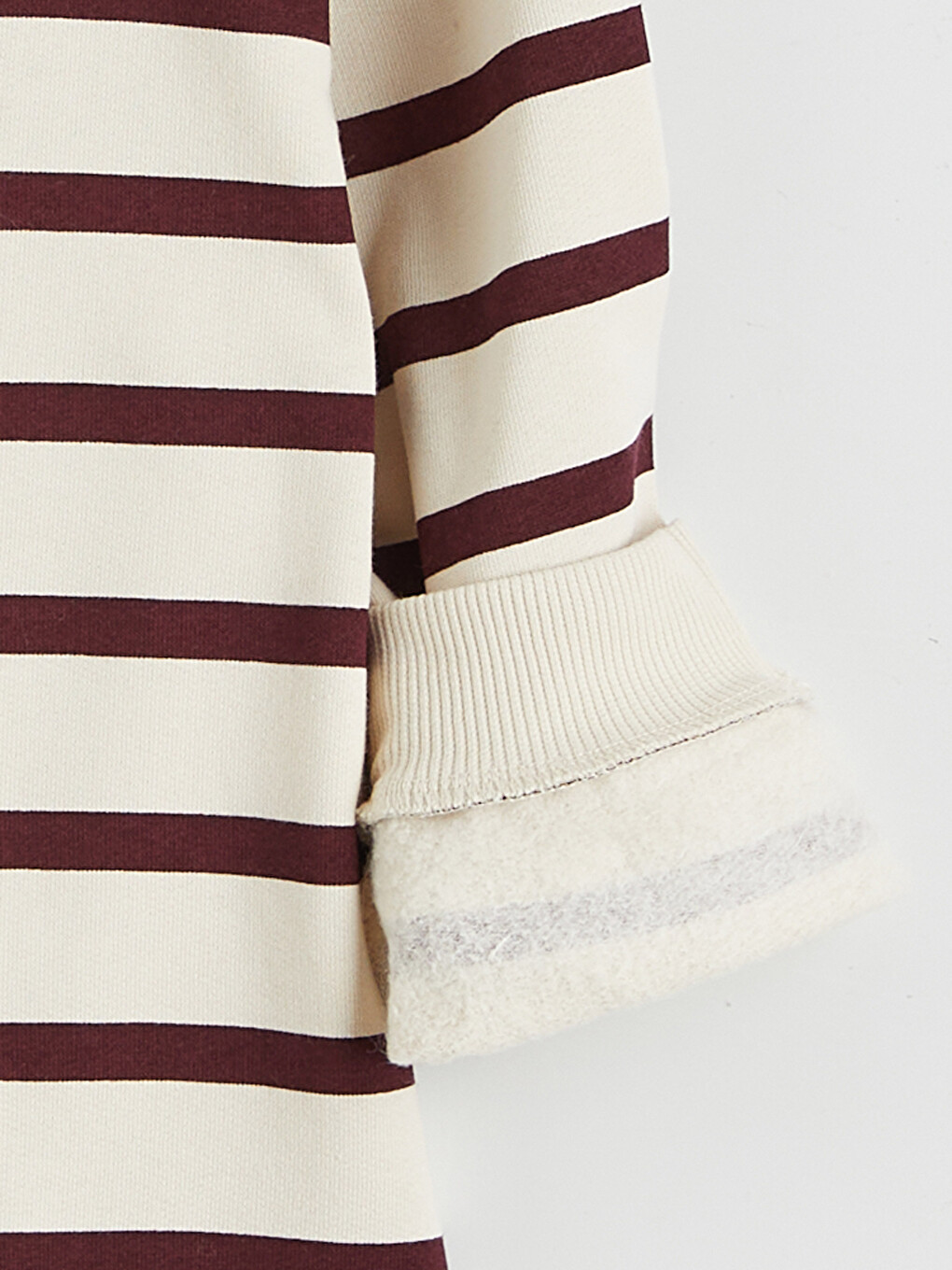Bej Bisiklet Yaka Çizgili Erkek Çocuk Sweatshirt-3