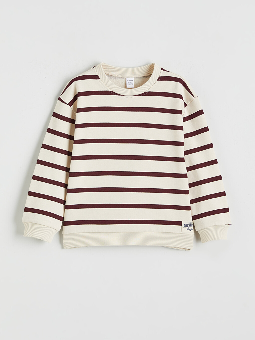Bej Bisiklet Yaka Çizgili Erkek Çocuk Sweatshirt