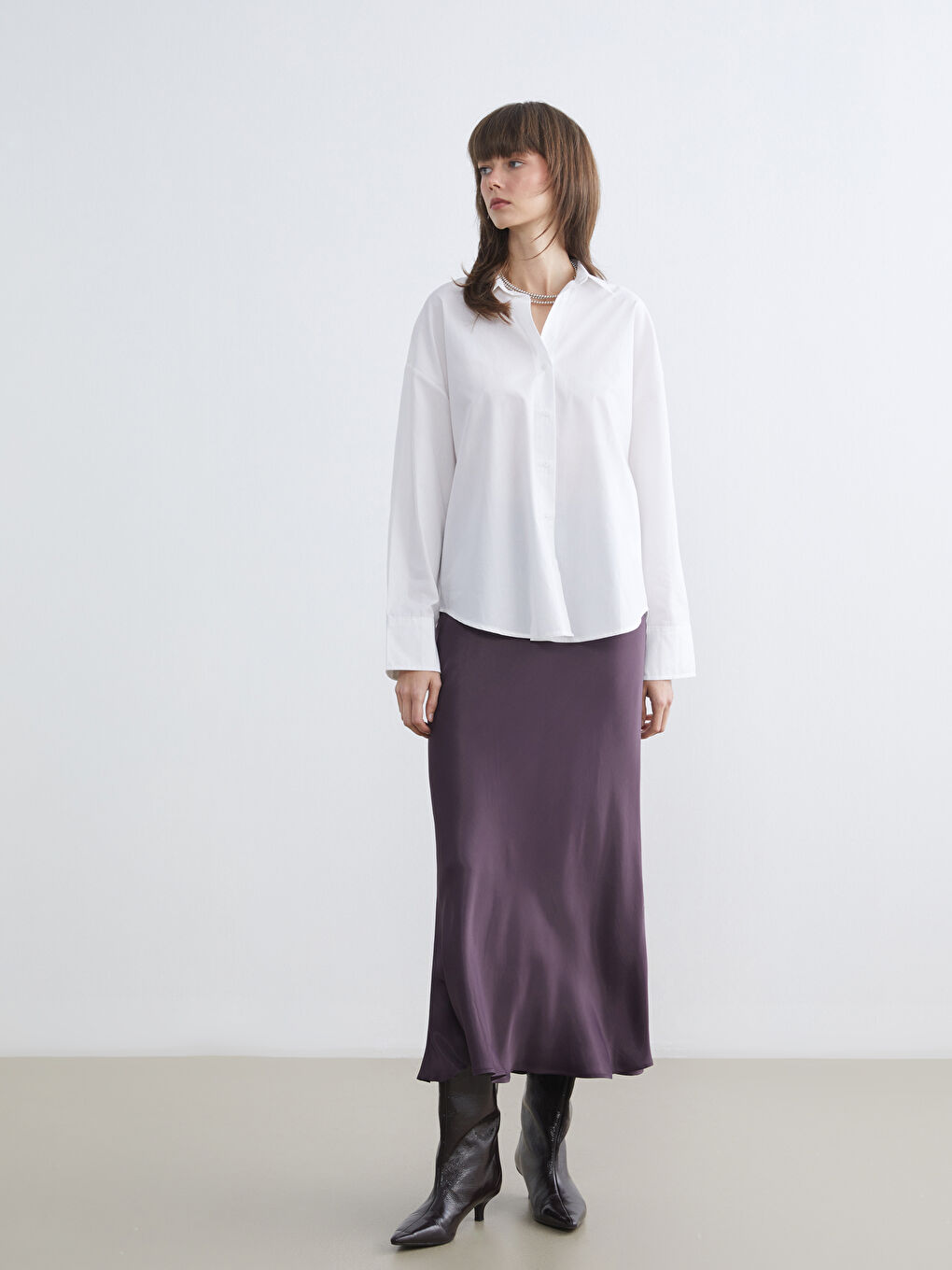 Mürdüm Beli Lastikli A Kesim Saten Etek