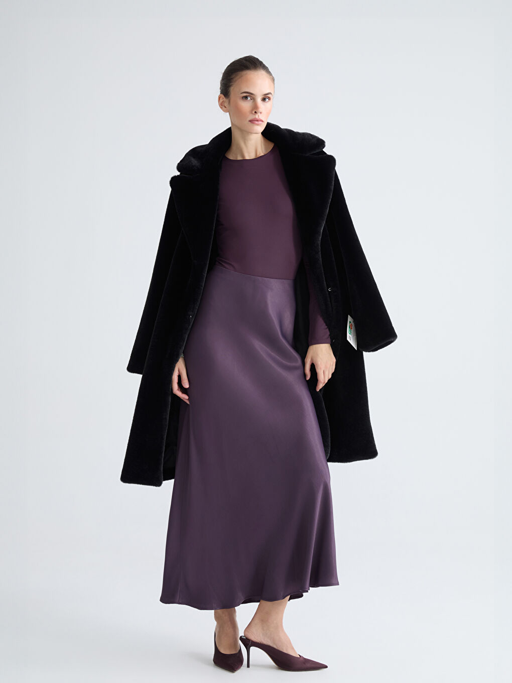 Mürdüm Beli Lastikli A Kesim Saten Etek-1