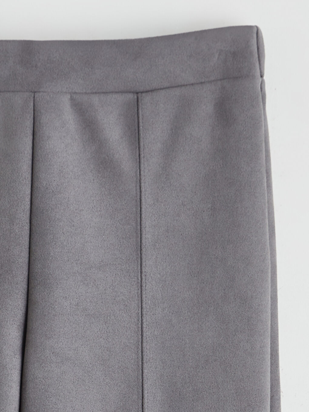 Gri Beli Lastikli Süet Görünümlü Kız Çocuk Pantolon-1