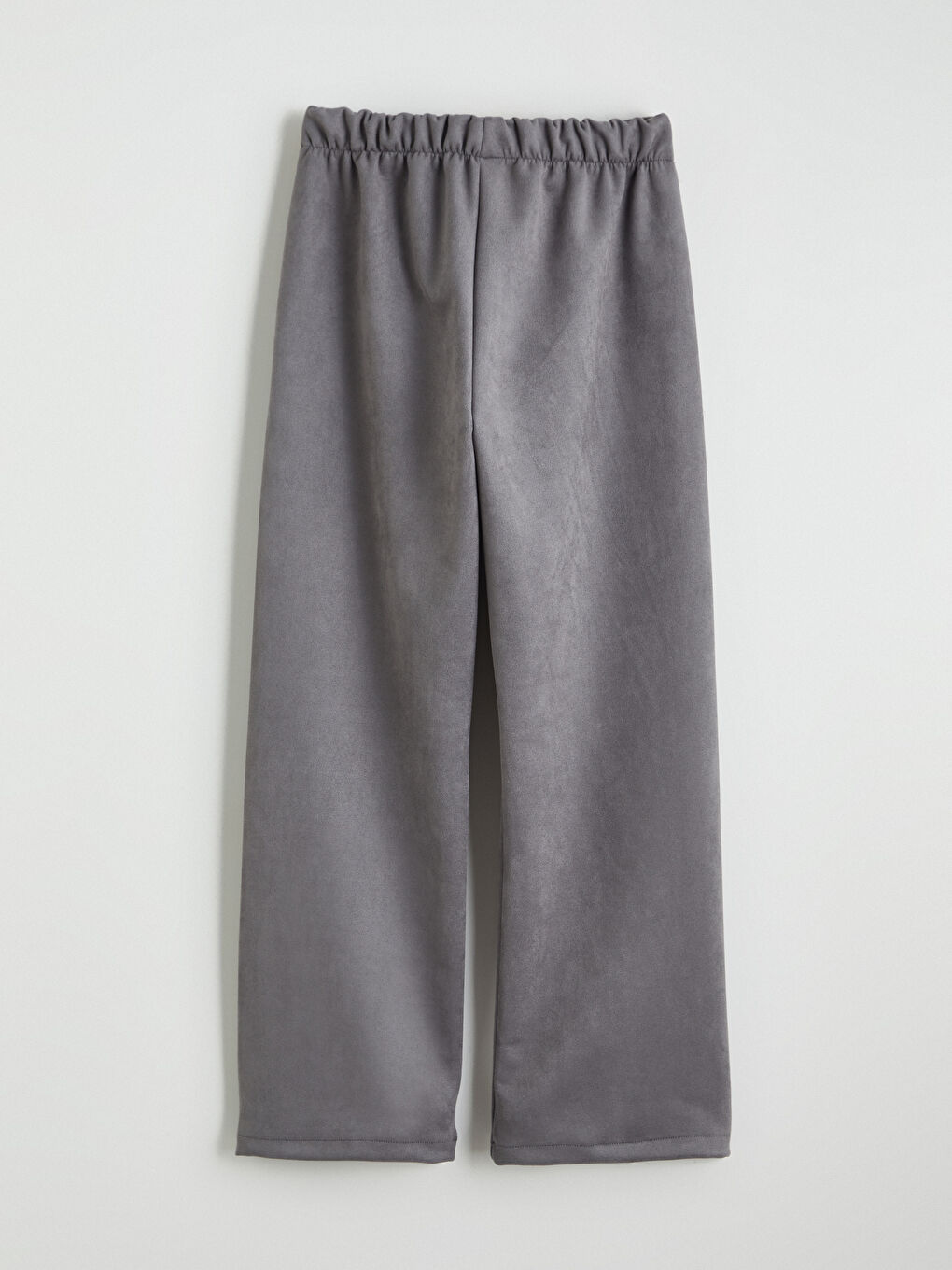 Gri Beli Lastikli Süet Görünümlü Kız Çocuk Pantolon-2