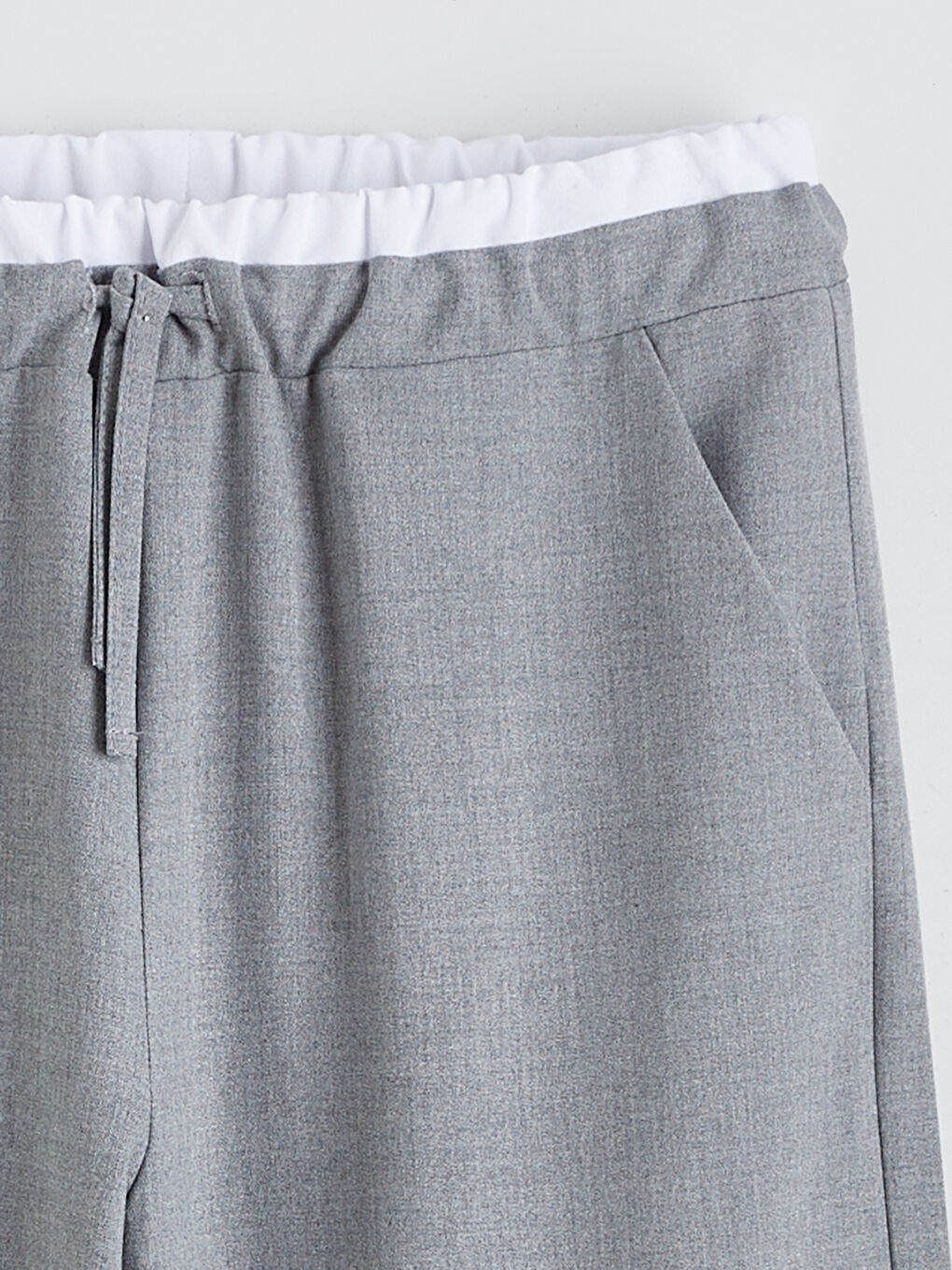 Gri Beli Lastikli Kız Çocuk Pantolon-1