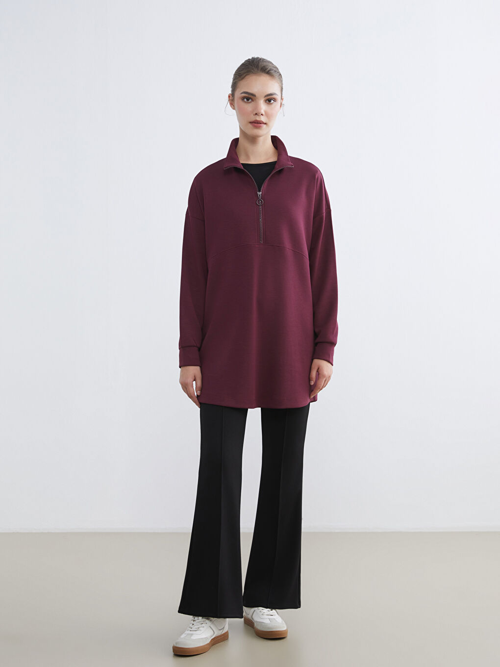 Siyah Beli Lastikli İspanyol Paça Kadın Eşofman Altı